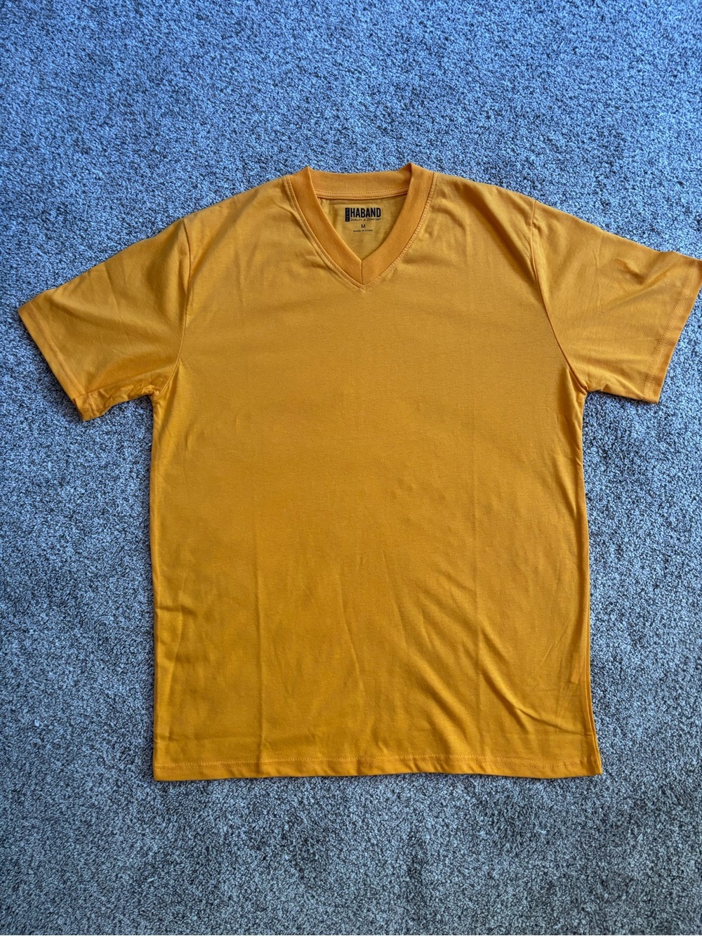Haband Men's V-Neck Tee in Mustard Yellow
